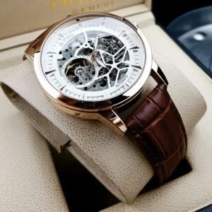 Reloj Automático G-FRC Skeleton - Oro Rosa y Cuero Marrón