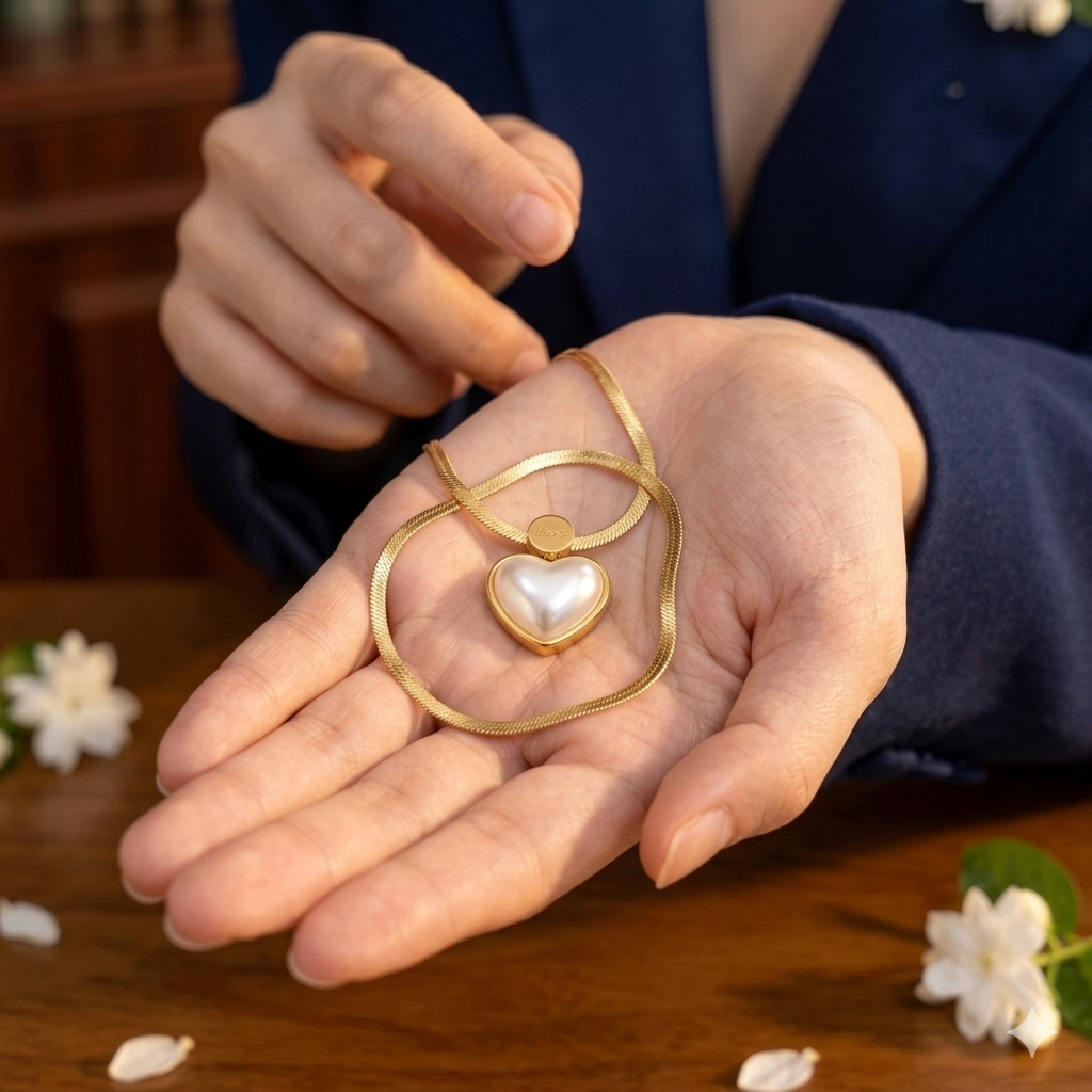 Collar de Perla en forma de Corazón - Image 4