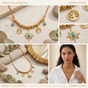 Collar árbol de vida con piedra azul