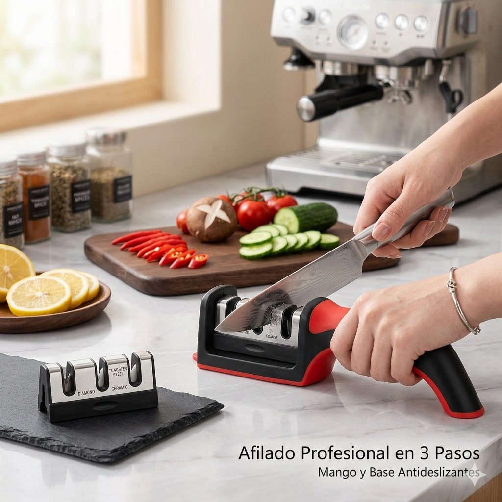 Afilador De Cuchillos Tijera Acero Mango