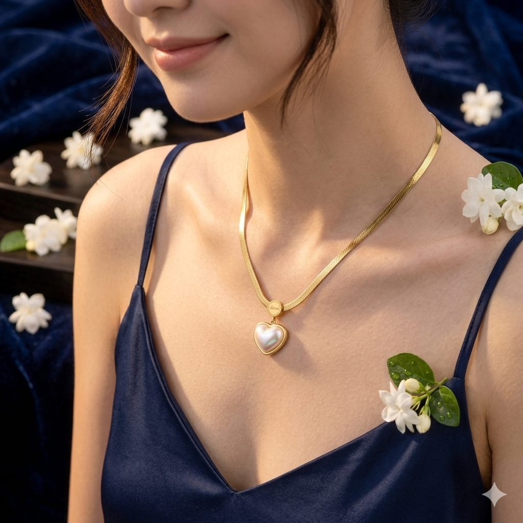 Collar de Perla en forma de Corazón