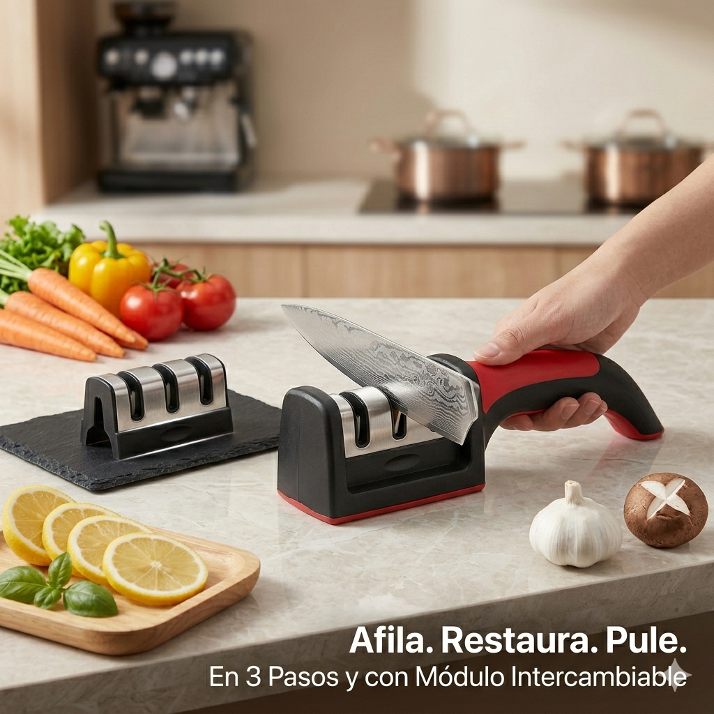Afilador De Cuchillos Tijera Acero Mango - Image 2